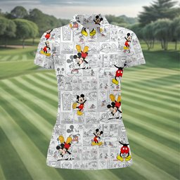 Retro Comic Strip Cartoon Mouse Golf Shirt, Golf Gifts For Women, Womens Golf Apparel