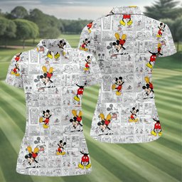 Retro Comic Strip Cartoon Mouse Golf Shirt, Golf Gifts For Women, Womens Golf Apparel