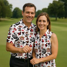 Pirate Cartoon Mouse Skull Swords Golf Shirt, Ladies Golf Shirts, Womens Golf Apparel