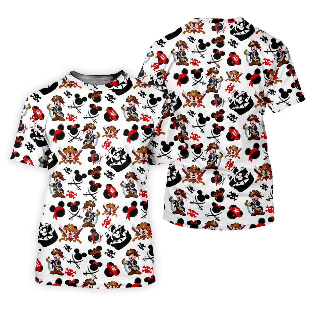 Pirate Cartoon Mouse Skull Swords Golf Shirt, Ladies Golf Shirts, Womens Golf Apparel
