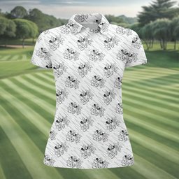 Steamboat Cartoon Mouse Sketch Golf Shirt, Womens Golf Tops, Womens Golf Clothing