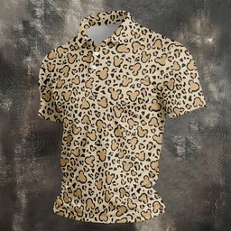 Leopard Print Mouse Ears Pattern Golf Shirt, Golf Shirts For Men, Mens Golf Apparel