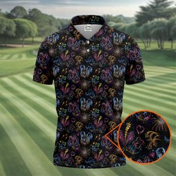 Cartoon Couple Fireworks Night Golf Shirt, Golf Polo For Men, Golf Gifts For Men