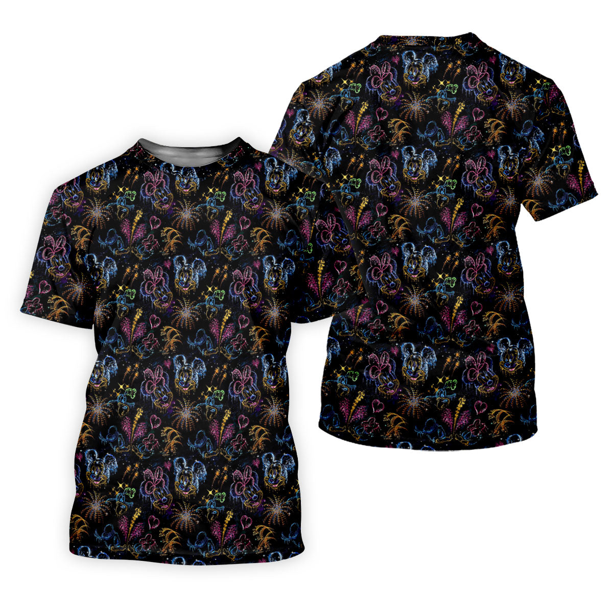 Cartoon Couple Fireworks Night Golf Shirt, Golf Polo For Men, Golf Gifts For Men