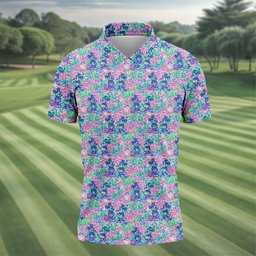 Neon Floral Cartoon Hawaiian Golf Shirt, Mens Golf Shirts, Funny Mens Golf Shirts