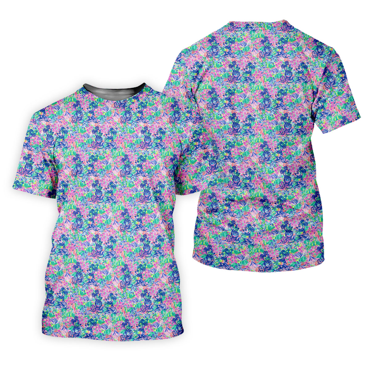 Neon Floral Cartoon Hawaiian Golf Shirt, Mens Golf Shirts, Funny Mens Golf Shirts