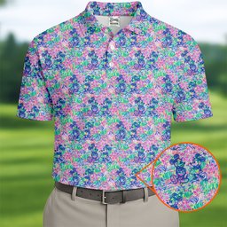 Neon Floral Cartoon Hawaiian Golf Shirt, Mens Golf Shirts, Funny Mens Golf Shirts