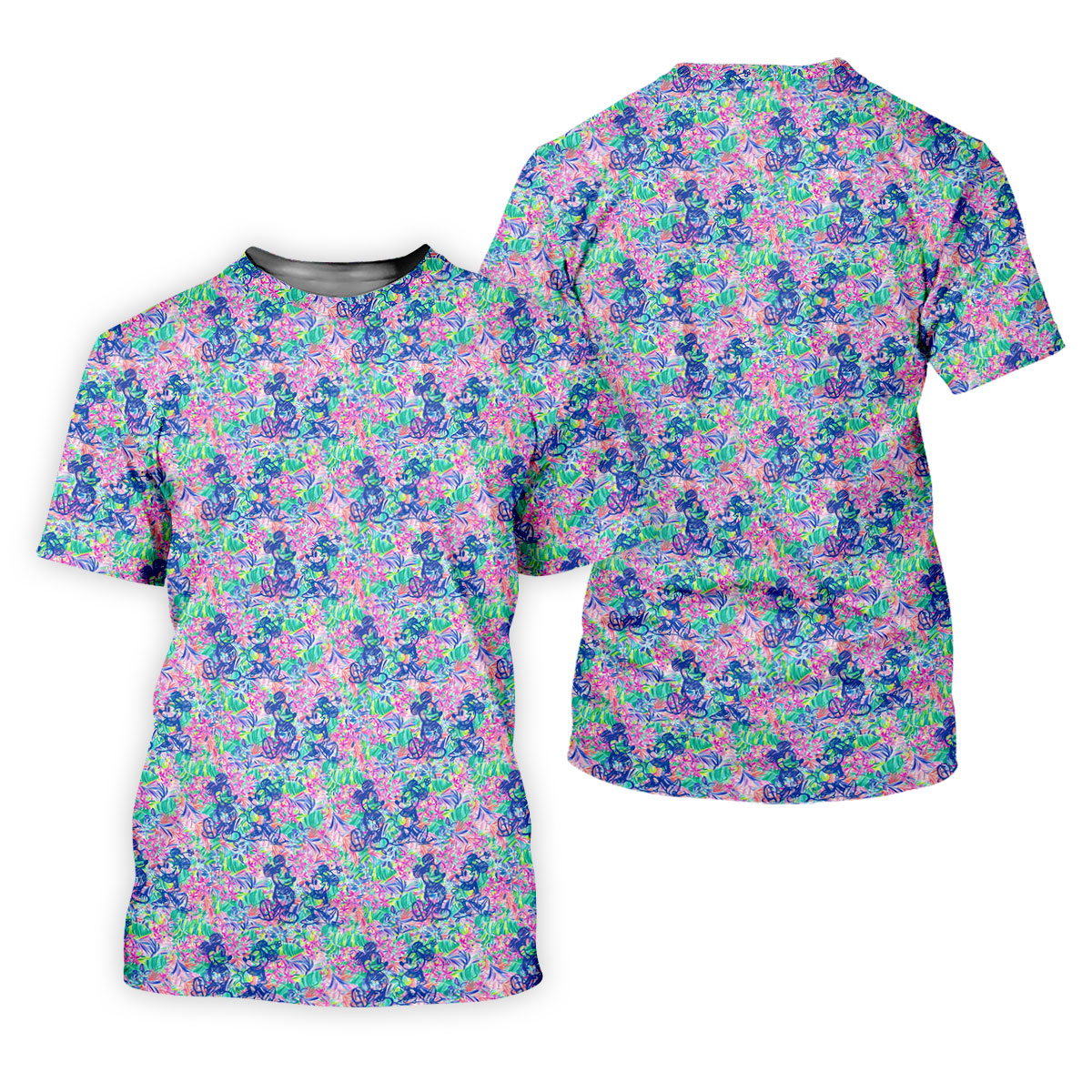 Neon Floral Cartoon Hawaiian Golf Shirt, Womens Golf Apparel, Golf Gifts For Women