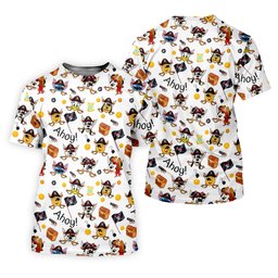 Ahoy Pirate Cartoon Friends Faces Golf Shirt, Golf Shirts For Women, Womens Golf Tops