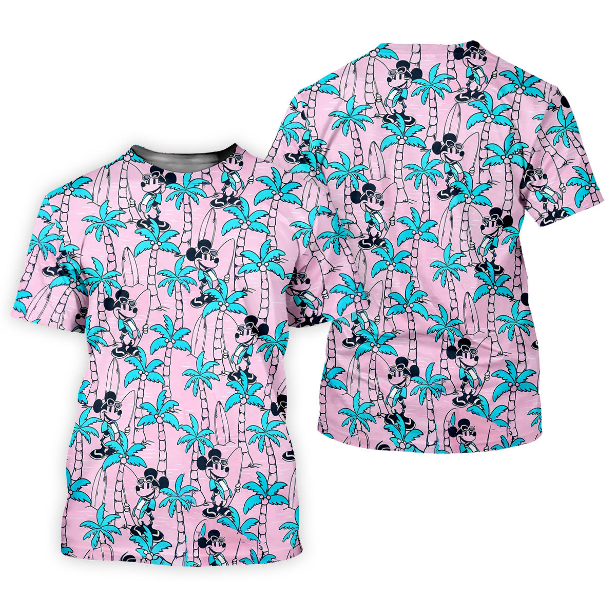 Pink Palm Cartoon Surf Hawaiian Golf Shirt, Golf Polo For Men, Mens Golf Apparel
