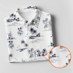 Cartoon Island Getaway Hawaiian Golf Shirt, Womens Golf Clothing, Ladies Golf Tops