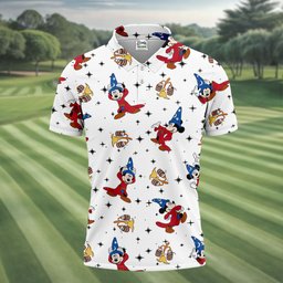 Wizard Mouse Magic Stars Pattern Golf Shirt, Mens Golf Shirts, Funny Mens Golf Shirts