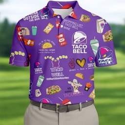 Purple Taco Fast Food Lover Golf Shirt, Funny Mens Golf Shirts, Mens Golf Clothing