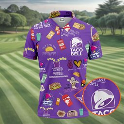 Purple Taco Fast Food Lover Golf Shirt, Funny Mens Golf Shirts, Mens Golf Clothing