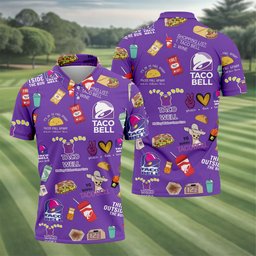 Purple Taco Fast Food Lover Golf Shirt, Funny Mens Golf Shirts, Mens Golf Clothing
