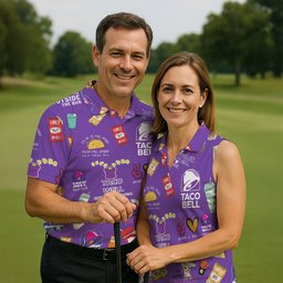 Purple Taco Fast Food Lover Golf Shirt, Funny Mens Golf Shirts, Mens Golf Clothing