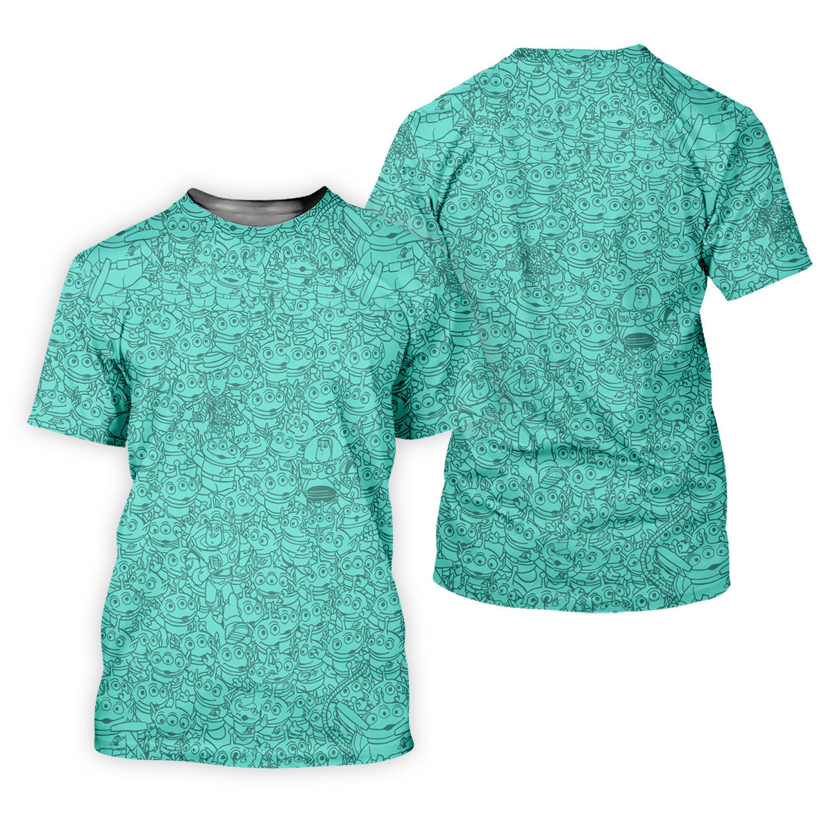 Teal Three Eyed Alien Sketch Golf Shirt, Ladies Golf Shirts, Womens Golf Apparel