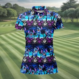 Neon Palm Hibiscus Alien Hawaiian Golf Shirt, Womens Golf Shirts, Womens Golf Apparel