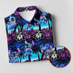 Neon Palm Hibiscus Alien Hawaiian Golf Shirt, Womens Golf Shirts, Womens Golf Apparel