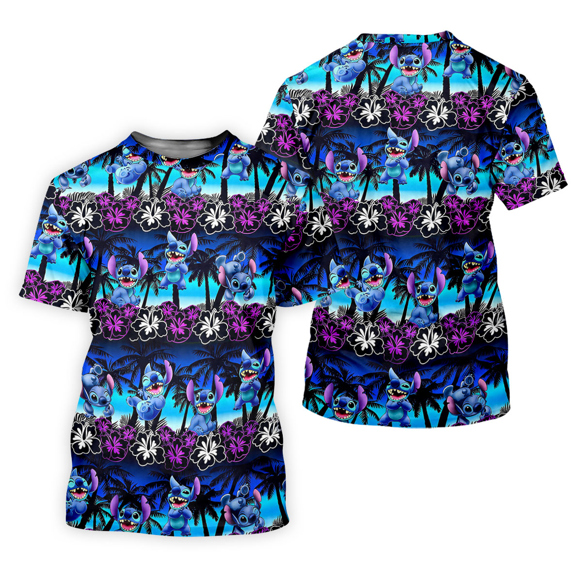Neon Palm Hibiscus Alien Hawaiian Golf Shirt, Womens Golf Shirts, Womens Golf Apparel
