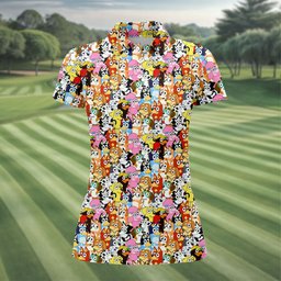 Colorful Cartoon Dog Crowd Golf Shirt, Womens Golf Clothing, Womens Golf Apparel