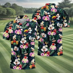 Cartoon Mouse Sunglasses Hawaiian Golf Shirt, Mens Golf Apparel, Mens Golf Clothing