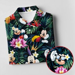 Cartoon Mouse Sunglasses Hawaiian Golf Shirt, Mens Golf Apparel, Mens Golf Clothing
