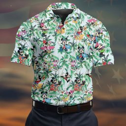 Palm Leaf Cartoon Friends Hawaiian Golf Shirt, Mens Golf Polo, Golf Shirts For Men