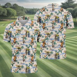 Swamp Ogre Friends Tropical Hawaiian Golf Shirt, Mens Golf Shirts, Golf Gifts For Men