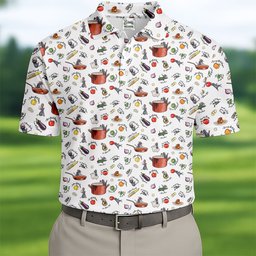 Chef Rat Kitchen Pattern Golf Shirt, Funny Mens Golf Shirts, Golf Shirts For Men