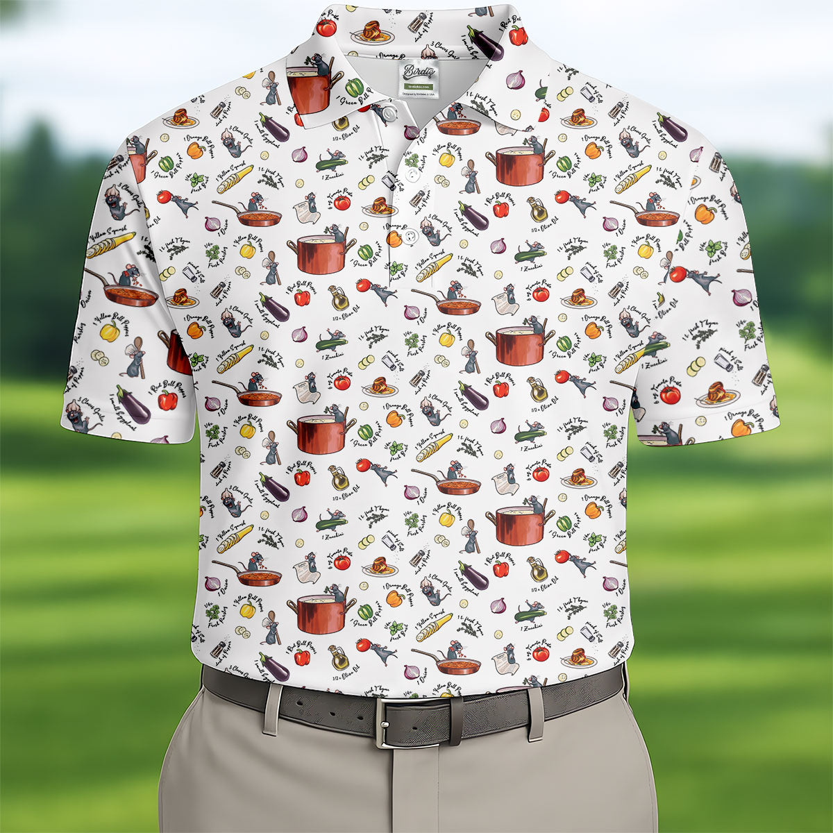Chef Rat Kitchen Pattern Golf Shirt, Funny Mens Golf Shirts, Golf Shirts For Men