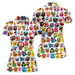 Funny Puppet Faces Pattern Golf Shirt, Golf Shirts For Women, Golf Gifts For Women