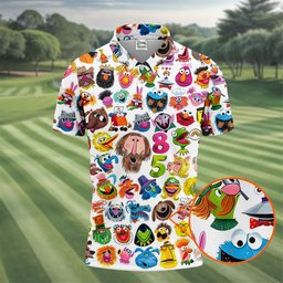 Funny Puppet Faces Pattern Golf Shirt, Golf Gifts For Men, Funny Mens Golf Shirts