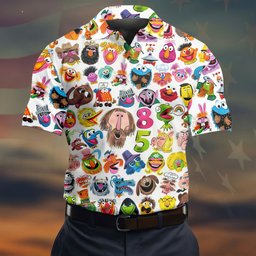 Funny Puppet Faces Pattern Golf Shirt, Golf Gifts For Men, Funny Mens Golf Shirts