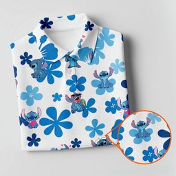 Retro Flower Alien Cartoon Hawaiian Golf Shirt, Ladies Golf Tops, Womens Golf Apparel