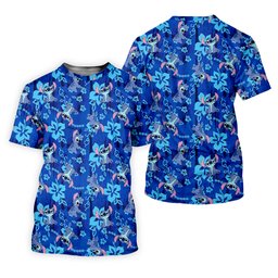 Blue Hibiscus Alien Cartoon Hawaiian Golf Shirt, Womens Golf Shirts, Ladies Golf Tops