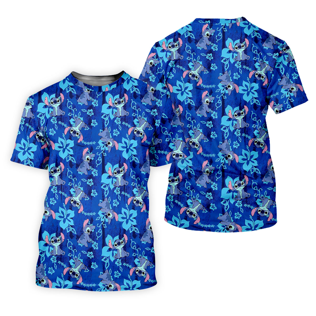 Blue Hibiscus Alien Cartoon Hawaiian Golf Shirt, Womens Golf Shirts, Ladies Golf Tops