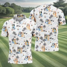 Sailboat Cartoon Dog Family Hawaiian Golf Shirt, Mens Golf Shirts, Mens Golf Polo