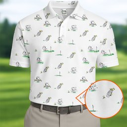 White Sketch Beagle Golfer Golf Shirt, Golf Polo For Men, Funny Mens Golf Shirts