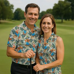 Tropical Cartoon Dog Dance Hawaiian Golf Shirt, Mens Golf Clothing, Mens Golf Apparel