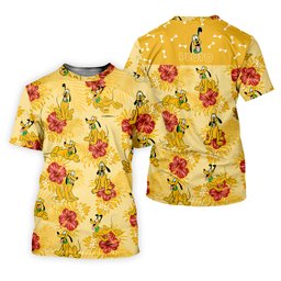 Yellow Hibiscus Cartoon Dog Hawaiian Golf Shirt, Womens Golf Shirts, Ladies Golf Tops