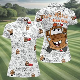 Sketch Tow Truck Race Car Golf Shirt, Ladies Golf Apparel, Golf Shirts For Women