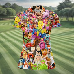 Colorful Puppet Friends Collage Golf Shirt, Golf Shirts For Women, Womens Golf Tops