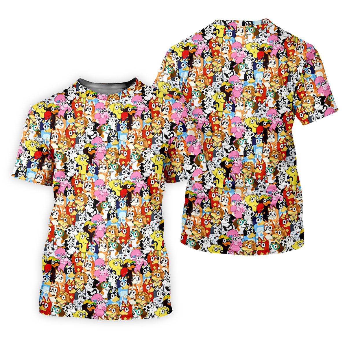 Colorful Cartoon Dog Crowd Golf Shirt, Golf Shirts For Men, Funny Mens Golf Shirts