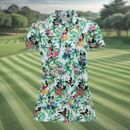 Palm Leaf Cartoon Friends Hawaiian Golf Shirt, Womens Golf Tops, Golf Gifts For Women