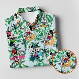 Palm Leaf Cartoon Friends Hawaiian Golf Shirt, Womens Golf Tops, Golf Gifts For Women