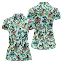 Palm Leaf Cartoon Friends Hawaiian Golf Shirt, Womens Golf Tops, Golf Gifts For Women