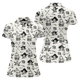 Treasure Chest Swords Pirate Cartoon Golf Shirt, Womens Golf Tops, Ladies Golf Shirts