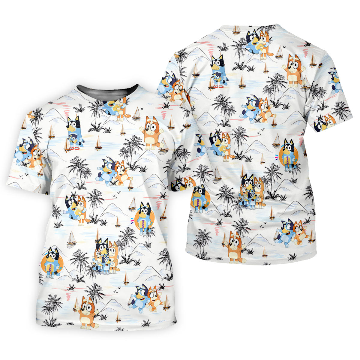 Sailboat Cartoon Dog Family Hawaiian Golf Shirt, Womens Golf Tops, Womens Golf Shirts