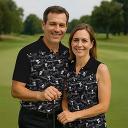 Black Dancing Beagle Music Golf Shirt, Mens Golf Apparel, Funny Mens Golf Shirts